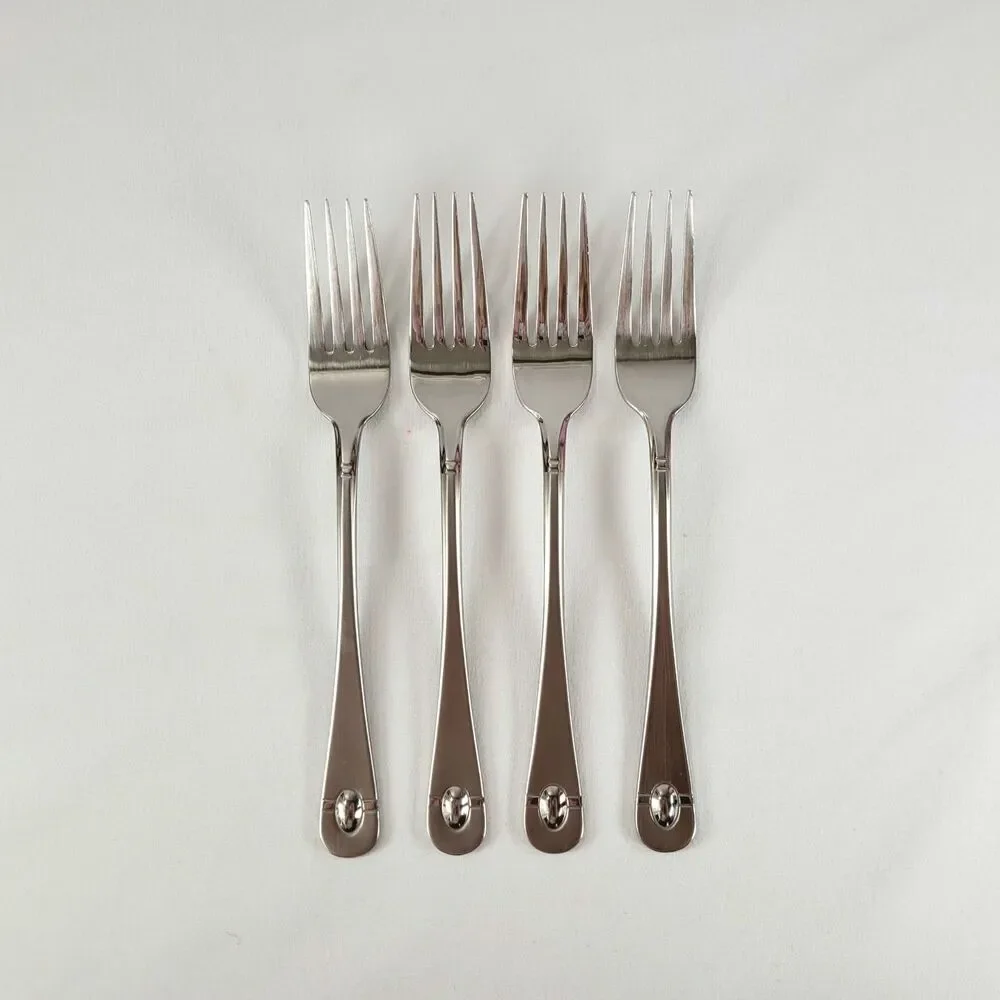 Oneida Satin Jupiter 18/10 Stainless Flatware Set 4 Salad Forks Retro 90s Y2K
